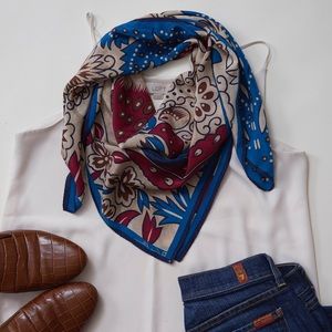 SALE! Anne Klein 100% Silk Scarf Peacock Vintage